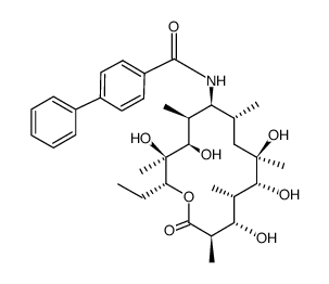 N-((2R,3S,4R,5S,6S,7R,9R,10R,11S,12S,13R)-2-ethyl-3,4,9,10,12-pentahydroxy-3,5,7,9,11,13-hexamethyl-14-oxooxacyclotetradecan-6-yl)-[1,1'-biphenyl]-4-carboxamide结构式
