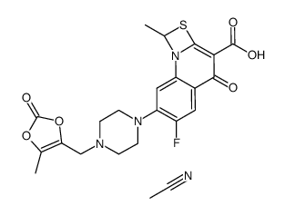 6-fluoro-1-methyl-7-[4-(5-methyl-2-oxo-1,3-dioxolen-4-yl)-methyl-1-piperazinyl]-4-oxo-4H-[1,3]thiazeto[3,2-a]quinoline-3-carboxylic acid acetonitrile solvate结构式