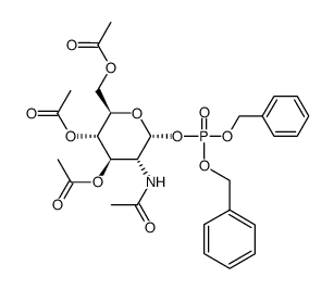 3,4,6-tri-O-acetyl-2-acetamido-1-O-[bis(benzyloxy)phophoryl]-2-deoxy-α-D-glucopyranose结构式