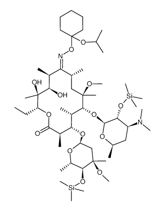 2',4-O-bis(trimethylsilyl)-6-O-methylerythromycin A 9-(E)-O-(1-isopropoxycyclohexyl)-oxime结构式