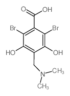 2,6-dibromo-4-((dimethylamino)methyl)-3,5-dihydroxybenzoic acid (en)Benzoic acid, 2,6-dibromo-4-[(dimethylamino)methyl]-3,5-dihydroxy- (en)结构式