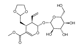 Methyl (2S,3R,4S)-4-(1,3-Dioxolan-2-ylmethyl)-2-(β-D-glucopyranosyloxy)-3,4-dihydro-3-vinyl-2H-pyran-5-carboxylate结构式