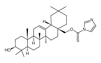 O-(((4aS,6aS,6bR,8aR,10S,12aR,12bR,14bS)-10-hydroxy-2,2,6a,6b,9,9,12a-heptamethyl-1,3,4,5,6,6a,6b,7,8,8a,9,10,11,12,12a,12b,13,14b-octadecahydropicen-4a(2H)-yl)methyl) 1H-imidazole-1-carbothioate结构式