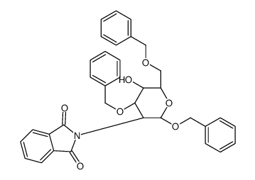苄基2-脱氧-2-邻苯二甲酰亚胺基-3,6-二-O-苄基-β-D-吡喃葡萄糖苷结构式