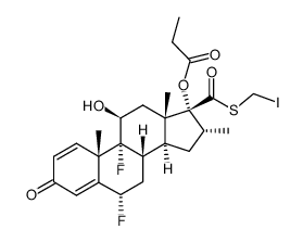 5-Iodomethyl 6a,9a-Difluoro-11-hydroxy-16a-methyl-3-oxo-17a-(propionyloxy)-androsta-1,4-diene-17-carbothioate结构式