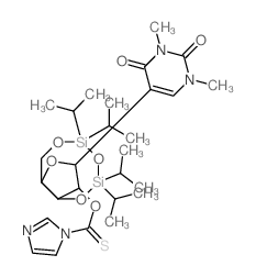 2,4(1H,3H)-Pyrimidinedione,5-[2-O-(1H-imidazol-1-ylthioxomethyl)-3,5-O-[1,1,3,3-tetrakis(1-methylethyl)-1,3-disiloxanediyl]-b-D-ribofuranosyl]-1,3-dimethyl- (9CI)结构式