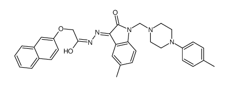 N-[(E)-[5-methyl-1-[[4-(4-methylphenyl)piperazin-1-yl]methyl]-2-oxoindol-3-ylidene]amino]-2-naphthalen-2-yloxyacetamide结构式