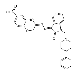 N-[(E)-[1-[[4-(4-methylphenyl)piperazin-1-yl]methyl]-2-oxoindol-3-ylidene]amino]-2-(4-nitrophenoxy)acetamide结构式