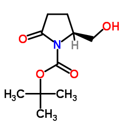 (2S)-2-羟甲基-5-氧代吡咯烷-1-甲酸叔丁酯结构式