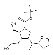 tert-butyl (2S,3S,4S)-4-((S)-1-(1,3-dioxolan-2-yl)ethyl)-3-(2-hydroxyethyl)-2-(hydroxymethyl)pyrrolidine-1-carboxylate结构式