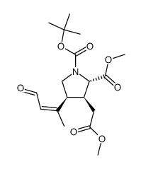 1-(tert-butyl) 2-methyl (2S,3S,4S)-3-(2-methoxy-2-oxoethyl)-4-((Z)-4-oxobut-2-en-2-yl)pyrrolidine-1,2-dicarboxylate结构式