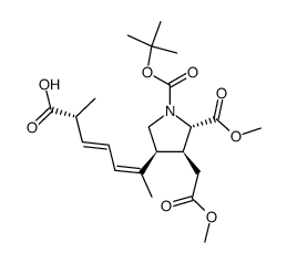 (R,3E,5Z)-6-((3S,4S,5S)-1-(tert-butoxycarbonyl)-4-(2-methoxy-2-oxoethyl)-5-(methoxycarbonyl)pyrrolidin-3-yl)-2-methylhepta-3,5-dienoic acid结构式