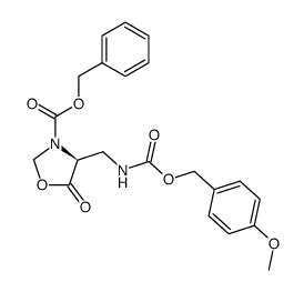 (S)-3-benzyloxycarbonyl-4-(p-methoxybenzyloxycarbonylaminomethyl)-5-oxazolidinone结构式