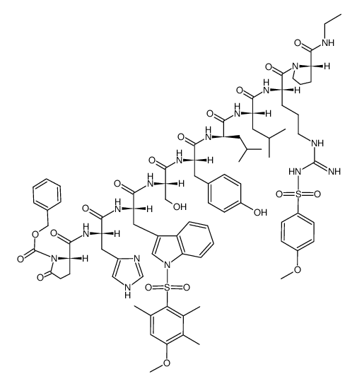 Z-pGlu-His-Trp(Mtr)-Ser-Tyr-D-Leu-Leu-Arg(Mbs)-Pro-NH-C2H5结构式