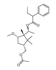 (S)-1-((1S,3R,5S)-3-(acetoxymethyl)-5-methoxy-1,2,2-trimethylcyclopentyl)ethyl 2-phenylbutanoate结构式