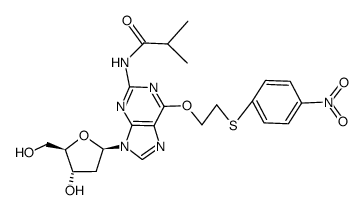 N-(9-((2R,4S,5R)-4-hydroxy-5-(hydroxymethyl)tetrahydrofuran-2-yl)-6-(2-((4-nitrophenyl)thio)ethoxy)-9H-purin-2-yl)isobutyramide结构式
