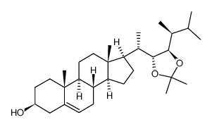 (3S,8S,9S,10R,13S,14S,17R)-17-((S)-1-((4R,5R)-2,2-dimethyl-5-((S)-3-methylbutan-2-yl)-1,3-dioxolan-4-yl)ethyl)-10,13-dimethyl-2,3,4,7,8,9,10,11,12,13,14,15,16,17-tetradecahydro-1H-cyclopenta[a]phenanthren-3-ol结构式