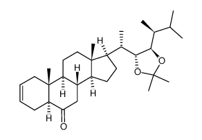 (22R,23R,24S)-22,23-isopropylidenedioxy-24-methyl-5α-cholest-2-en-6-one结构式