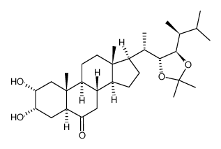 (2R,3S,5S,8S,9S,10R,13S,14S,17R)-17-((S)-1-((4R,5R)-2,2-dimethyl-5-((S)-3-methylbutan-2-yl)-1,3-dioxolan-4-yl)ethyl)-2,3-dihydroxy-10,13-dimethylhexadecahydro-6H-cyclopenta[a]phenanthren-6-one结构式
