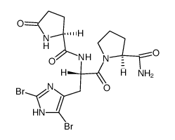 L-pyroglutamyl-2,5-dibromo-L-histidyl-L-prolineamide结构式