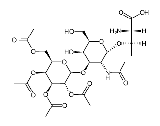 O-(2,3,4,6-Tetra-O-acetyl-β-D-galactopyranosyl)-(1[*]3)-O-(2-acetamido-2-desoxy-α-D-galactopyranosyl)-(1[*]3)-L-threonin结构式