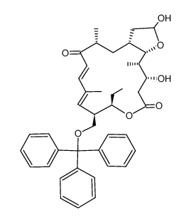 (3aR,5R,7E,9E,11R,12R,16R,17S,17aS)-12-ethyl-2,16-dihydroxy-5,9,17-trimethyl-11-((trityloxy)methyl)-3,3a,4,5,11,12,15,16,17,17a-decahydro-6H-furo[2,3-f][1]oxacyclohexadecine-6,14(2H)-dione结构式