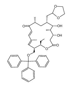 (4R,5S,6S,7R,9R,11E,13E,15R,16R)-7-((1,3-dioxolan-2-yl)methyl)-16-ethyl-4,6-dihydroxy-5,9,13-trimethyl-15-((trityloxy)methyl)oxacyclohexadeca-11,13-diene-2,10-dione结构式