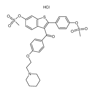 [6-[(methylsulfonyl)oxy]-2-[4-[(methylsulfonyl)oxy]phenyl]benzo[b]thien-3-yl][4-[2-(1-pyrrolidinyl)ethoxy]phenyl]methanone hydrochloride结构式