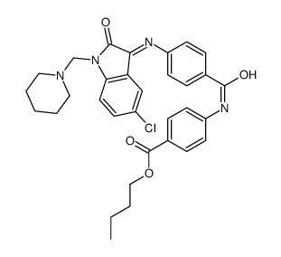 butyl 4-[[4-[[5-chloro-2-oxo-1-(piperidin-1-ylmethyl)indol-3-ylidene]amino]benzoyl]amino]benzoate结构式