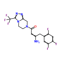 3-氨基-1-[5,6-二氢-3-(三氟甲基)-1,2,4-噻唑并[4,3-a]吡嗪-7(8H)-基]-4-(2,4,5-三氟苯基)-2-丁烯-1-酮结构式