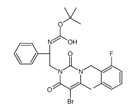 2-Methyl-2-propanyl {(1S)-2-[5-bromo-3-(2,6-difluorobenzyl)-4-met hyl-2,6-dioxo-3,6-dihydro-1(2H)-pyrimidinyl]-1-phenylethyl}carbam ate结构式