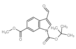 6-甲基-3-甲酰基-1H-吲哚-1,6-二羧酸-1-叔丁酯结构式
