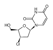 1-(3-chloro-2,3-dideoxy-β-D-threo-pentofuranosyl)-2,4(1H,3H)-pyrimidinedione结构式