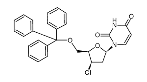 1-[3-chloro-2,3-dideoxy-5-O-(triphenylmethyl)-β-D-threo-pentofuranosyl]-2,4(1H,3H)-pyrimidinedione结构式