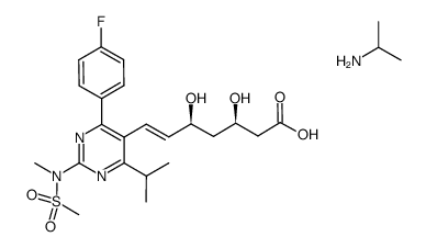 (+)-7-[4-(4-fluorophenyl)-6-isopropyl-2-(N-methyl-N-methylsulfonylamino)pyrimidin-5-yl]-(3R,5S)-dihydroxy-(E)-heptenoic acid iso-propylammonium salt结构式