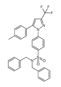 N,N-dibenzyl-4-[5-(4-methylphenyl)-3-(trifluoromethyl)-1H-pyrazol-1-yl]benzenesulfonamide结构式