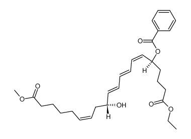 1-ethyl 20-methyl (5S,6Z,8E,10E,12R,14Z)-5-(benzoyloxy)-12-hydroxyicosa-6,8,10,14-tetraenedioate结构式