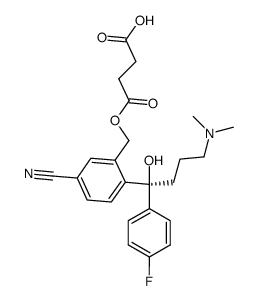 succinic acid mono-{5-cyano-2-[(S)-4-dimethylamino-1-(4-fluorophenyl)-1-hydroxybutyl]-benzyl} ester结构式