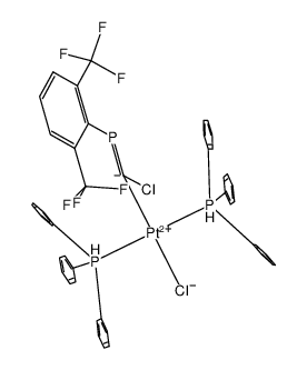 trans-[PtCl(ClC=P(2,6-bis(trifluoromethyl)phenyl)(PPh3)2]结构式