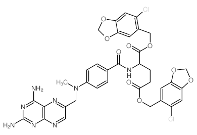 bis[(6-chlorobenzo[1,3]dioxol-5-yl)methyl] 2-[[4-[(2,4-diaminopteridin-6-yl)methyl-methyl-amino]benzoyl]amino]pentanedioate结构式