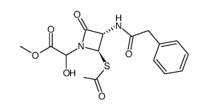 methyl 2-((2R,3S)-2-(acetylthio)-4-oxo-3-(2-phenylacetamido)azetidin-1-yl)-2-hydroxyacetate结构式
