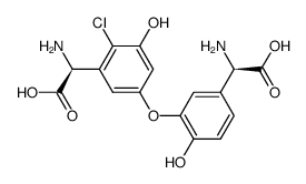 (S)-2-amino-2-(5-(5-((R)-amino(carboxy)methyl)-2-hydroxyphenoxy)-2-chloro-3-hydroxyphenyl)acetic acid结构式