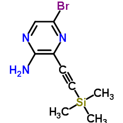 5-溴-3-((三甲基硅基)乙炔)吡嗪-2-胺结构式