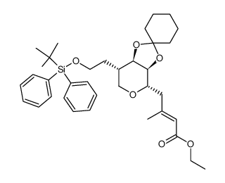 ethyl (E)-4-((3a'S,4'S,7'S,7a'R)-7'-(2-((tert-butyldiphenylsilyl)oxy)ethyl)tetrahydro-4'H-spiro[cyclohexane-1,2'-[1,3]dioxolo[4,5-c]pyran]-4'-yl)-3-methylbut-2-enoate结构式