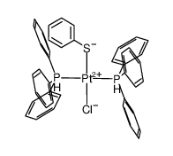 trans-[Pt(P(phenyl)3)2Cl(SC6H5)]结构式