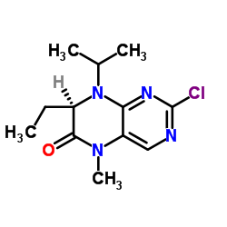 (7R)-2-氯-7-乙基-7,8-二氢-5-甲基-8-(1-甲基乙基)-6(5H)-蝶啶酮结构式