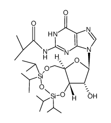 N2-Isobutyryl-3',5'-O-(1,1,3,3-tetraisopropyl-1,3-disiloxanediyl)guanosine结构式
