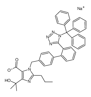 4-(1-hydroxy-1-methylethyl)-2-propyl-1-[4-(2-(1-trityltetrazol-5-yl)phenyl)phenylmethyl]imidazole-5-carboxylic acid sodium salt结构式