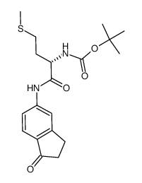 1,1-dimethylethyl ((1S)-3-(methylthio)-1-{[(1-oxo-2,3-dihydro-1H-inden-5-yl)amino]carbonyl}propy)carbamate结构式