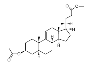 methyl 3β-hydroxy-5β-chol-9(11)-ene-24-oate acetate结构式